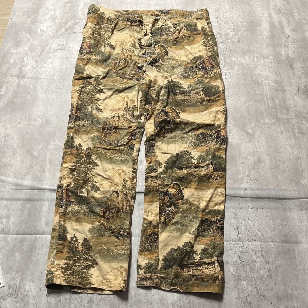 Vtg North River Lounge Sleep Pants Mens M Camo Deer Hunting Outdoor NOS